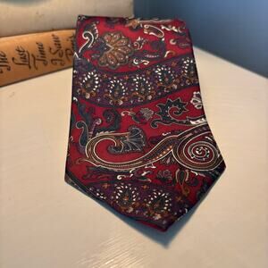 Oscar de la Renta Vintage 100% Silk Tie Men's Neckwear Paisley Jeweltones Career